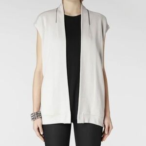 All Saints Cream Beige Ava Sweat Gilet Sleeveless Sweatshirt Jacket